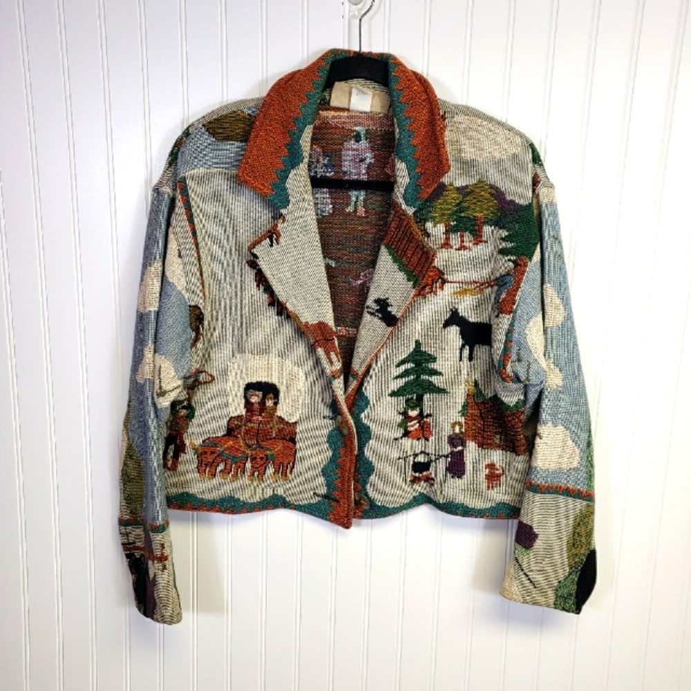 Vintage Cropped Western Themed Blazer